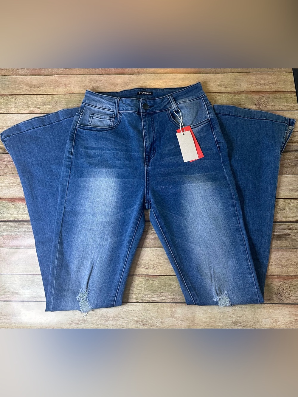 Women’s Skinny Jeans - Medium Blue Distressed